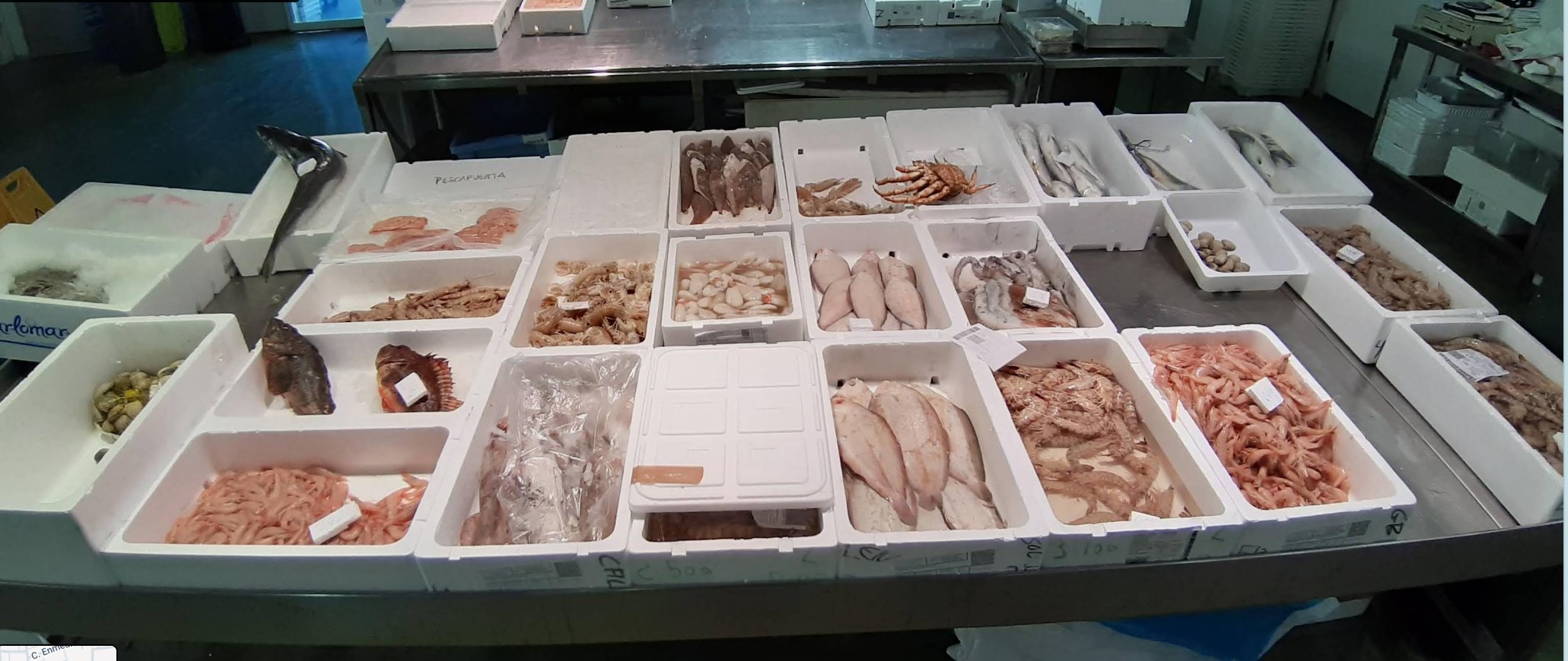 Variedad de mariscos y pescados